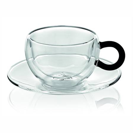Colours Break Tea Cup & Saucer Set 2 Black Handle