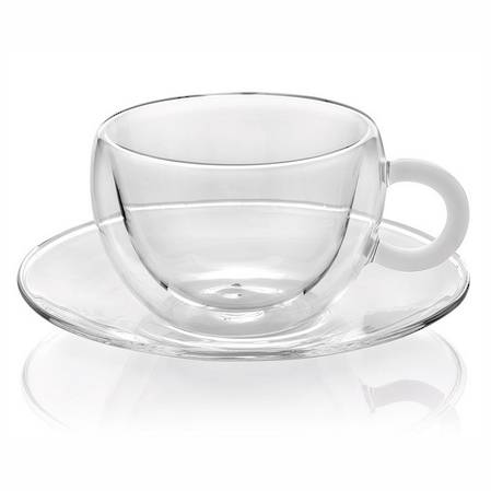 Colours Break Tea Cup & Saucer Set 2 White Handle