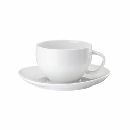 Junto White Low Cup and Saucer