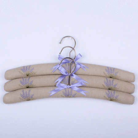 Lavender Linen Coat Hangers Set of 3