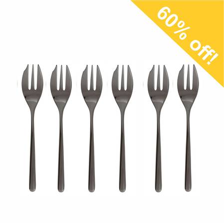 Linear PVD Black Cake Fork Set 6