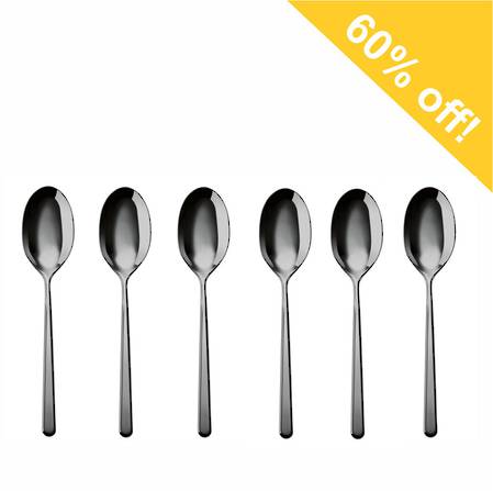 Linear PVD Black Coffee Spoon Set 6