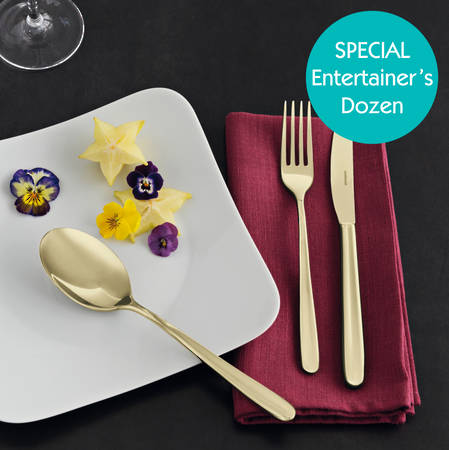 Entertainers Linear PVD Champagne Cutlery Set