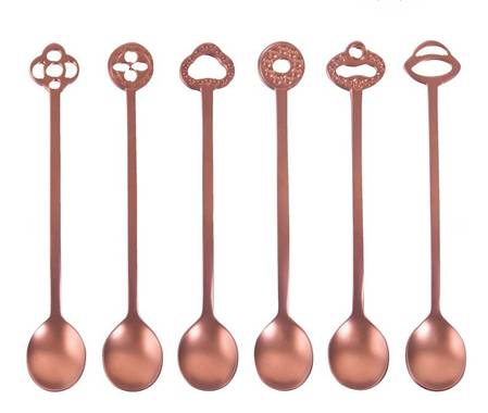 Party Oriental Antique Copper Spoon Set of 6
