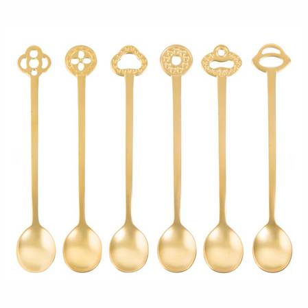 Party Oriental Antique Gold Spoon Set of 6