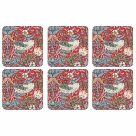 Strawberry Thief Red Coasters Set of 6