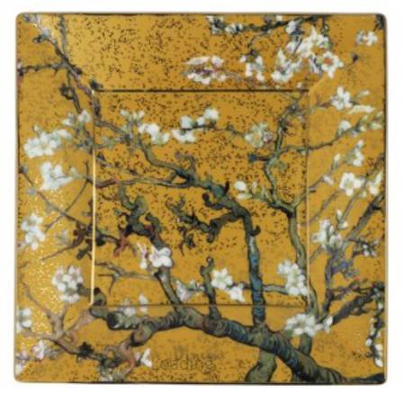Van Gogh Almond Tree Gold Square 16cm Plate