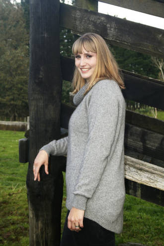 Merino Possum Curved Hem Cowl Neck Jumper