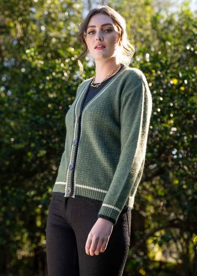 Koru Merino Possum Contrast Textured Cardigan