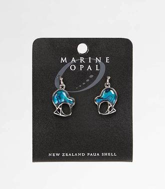 MOE58 - Marine Opal Modern Kiwi Blue Paua Earrings