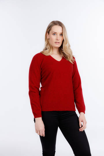 Native World Merino Possum Vee Neck Plain Sweater