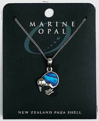 PJS14 - Marine Opal Fine Chain Necklace - Paua Kiwi Blue