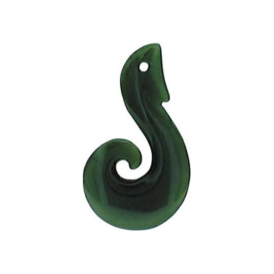 Greenstone Whale Tail Koru Jade Pendant