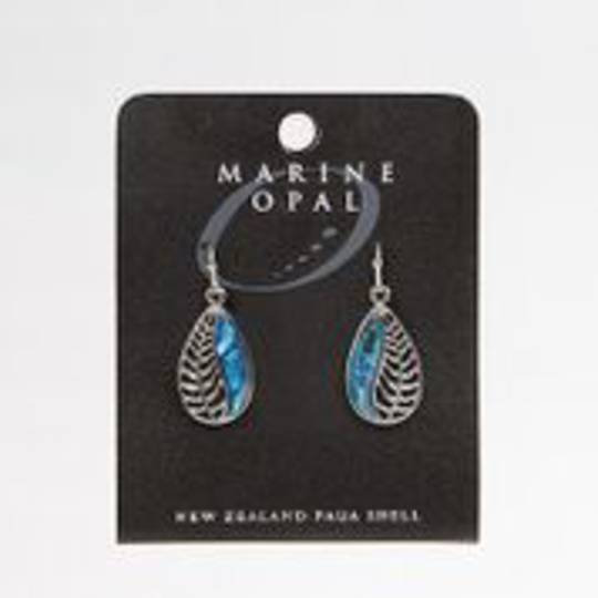 MOE82 - Marine Opal Fern Design Drop Earrings