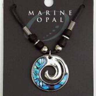 MOP52 - Marine Opal with Cord Necklace - Koru