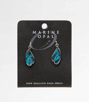 MOE25 - Marine Opal Paua Raindrop Dangle Earrings