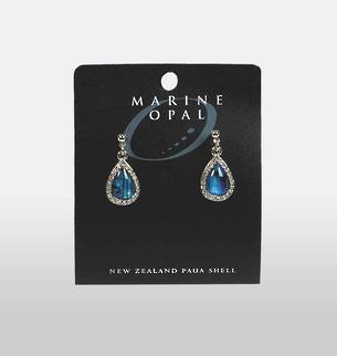 MOE50 - Marine Opal Paua Teardrop with Crystals Earrings