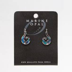 MOE53 - Marine Opal Paua with Fish Hook Design Earrings