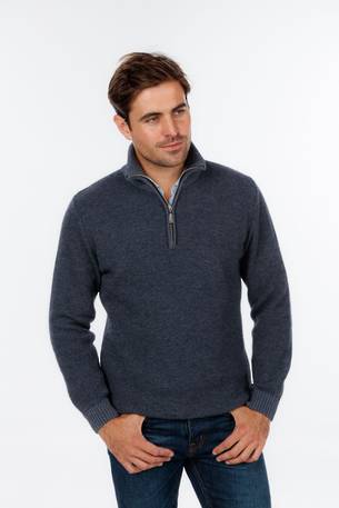 Merino Possum Textured Half Zip Sweater