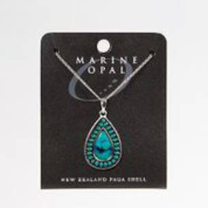 JBS502 - Marine Opal  Aqua Paua Shell Indian Snake Chain Necklace - Gift Boxed