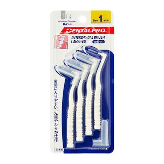 Dental Pro Interdental Brush L Shaped (4 pack) Size 1 0.7mm (SSS) White