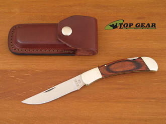 Bear and Son Lockback Hunting Knife, Rosewood Handle, Leather Sheath - 262R