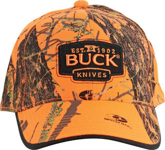 Buck Logo Baseball Hunting Cap, Mossy Oak Blaze Orange Camo - 89054