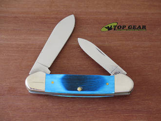 Case Canoe Pocket Knife, Caribbean Blue Jigged Bone Handle - 25598