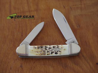 Case Canoe Pocket Knife, Amber Bone, Standard Jig Canoe - 80258