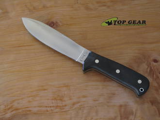 Cougar Creek Wilderness Survivor Bushcraft Knife, 1095 High Carbon Steel, Black Linen Micarta Handle - QC0113