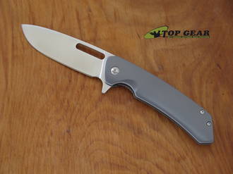 EKA Classic 8 Framelock Folding Knife 3.75" 12C27 Sandvik Stainless Steel Gray Titanium Handle-100508