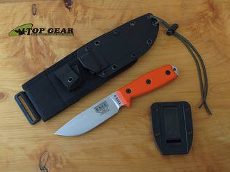 Esee 4 Knife with Molle Sheath System, Orange with Uncoated Blade - ESEE-4P-MB-SS-OR