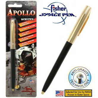 Fisher Space Pen Apollo Cap-o-Matic Pen, Brass Cap - Black Barrel - S775G-B
