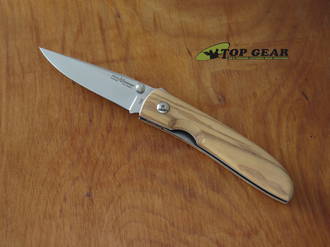 Fox Voyager Olive Linerlock Pocket Knife, N690 Stainless Steel, Olive Wood Handle - 1499
