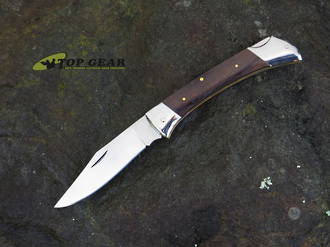 Fox Folding Hunter Lockback Knife, 440C Stainless Steel, Wenge Wood - FX316