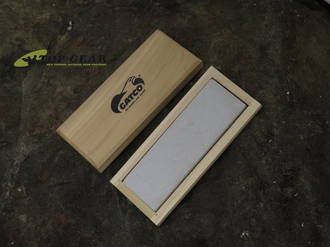 Gatco 6 Inch 100% Natural Soft Arkansas Sharpening Stone, Wooden Storage Case - 80060