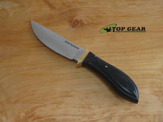 Jesse Hemphill Point Rock Hunting Knife, A2 Tool Steel, Black Canvas Micarta Handle - 001B
