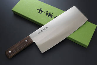 Kanetsune Seki Chinese Cleaver Knife with Rosewood Handle, SK-4 High Carbon Steel, 220 mm - KC-096