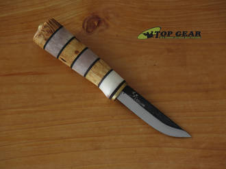 Kellam Tonttu Fixed Blade Knife, Curly Birch and Antler Handle - 3060