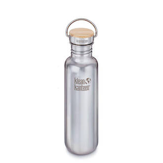 Klean Kanteen Reflect Stainless Steel Bottle, 27 oz. (800 ml) with Bamboo Cap, Brushed Stainless - K27SSLRF-MS