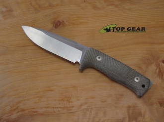 Lion Steel T5 Fixed Blade Knife, Niolox Stainless Steel, Green Canvas Micarta Handle - T5 CVG