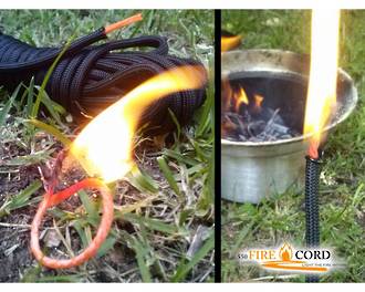 Live Fire Gear Firecord 550 - The Thin Red Line Paracord with Firestarter - FC-BLACK-25