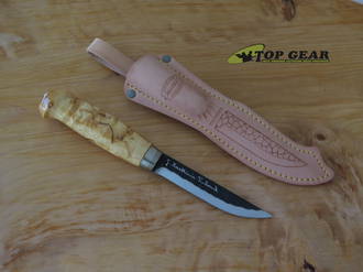 Marttiini Lynx Puukko Fixed Blade Knife, Carbon Steel, Burly Birch Handle - 131012