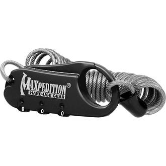 Maxpedition High-Security 3-Dial Combination Steel Cable Lock - CABLOC BLACK