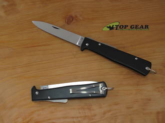 Mercator Pocket Knife with Pocket Clip, High Carbon Steel, Black - 10436