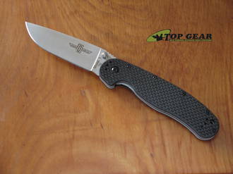 Ontario RAT Model 1 Folding Knife 3.6" Satin D2 Plain Blade, Carbon Fiber Handle, Liner Lock - 8867CF