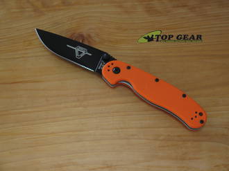 Ontario RAT II Knife, Orange Handle, Black Powder Coated Blade - 8861OR