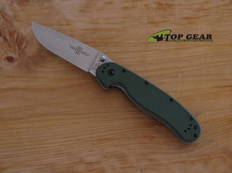 Ontario Knife Company RAT II Pocket Knife, Satin Finish, Green Handle - 8860OD