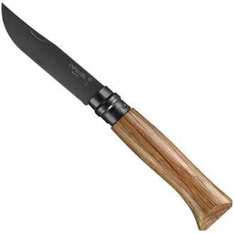 Opinel No 8 Black Pocket Knife, 12C27M Stainless Steel, Oak Wood Handle - OP002172