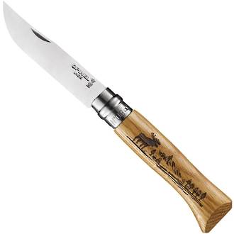 Opinel No 8 Outdoor Bison Knife, 12C27M Stainless Steel, Oak Wood Handle - OP02339